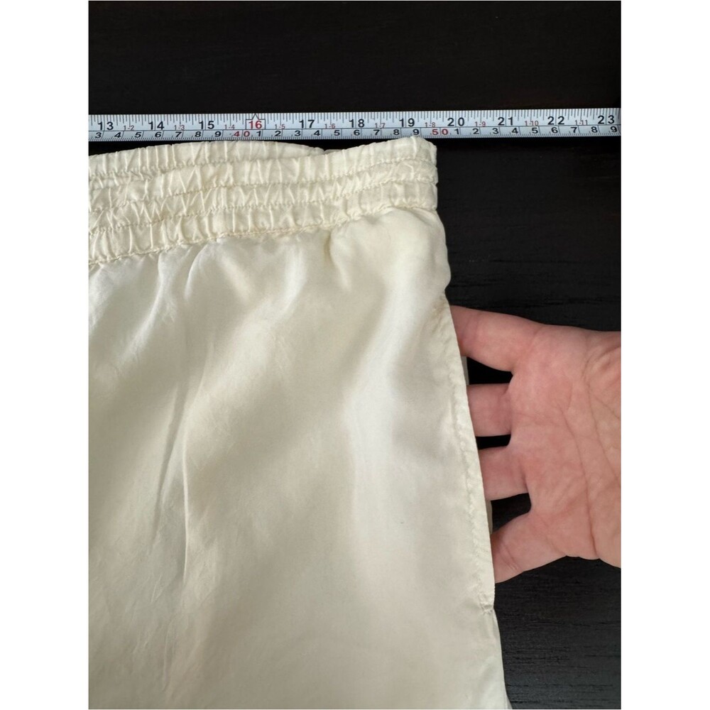 Vintage 100% Silk Wide Leg Pants Cream Ivory High Waist Slouchy Trouser XL - Picture 4 of 10